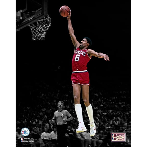 Julius Erving Philadelphia 76ers Unsigned Rising for Dunk Spotlight Photograph