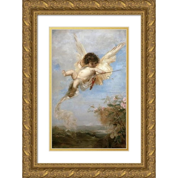 Julius Kronberg 17x24 Gold Ornate Framed and Double Matted Museum Art Print Titled - Cupid (1878)