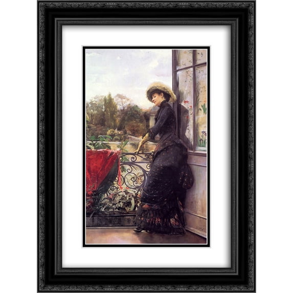Julius LeBlanc Stewart 2x Matted 18x24 Black Ornate Framed Art Print 'On The Terrace'