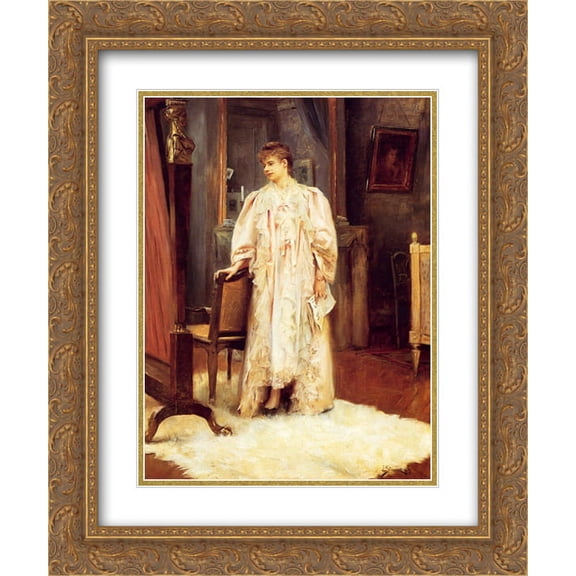 Julius LeBlanc Stewart 2x Matted 20x24 Gold Ornate Framed Art Print 'Lady In Her Boudoir'