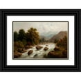 thumbnail image 1 of Julius Rose 24x17 Black Ornate Framed Double Matted Museum Art Print Titled: Alpine Landscape with River, 1 of 5