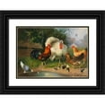 thumbnail image 1 of Julius Scheuerer 24x18 Black Ornate Framed Double Matted Museum Art Print Titled: Truthahn, Rooster, Chicken, Chick and Pigeon on the Potions (Approx. 1880-90), 1 of 5