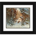 thumbnail image 1 of Julius Sergius Klever 17x15 Black Ornate Wood Framed Double Matted Museum Art Print Titled - Woodcutters Returning Home, 1 of 5