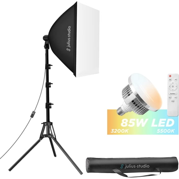 Julius Studio 85W LED Softbox Lighting Kit, 20 x 28 Remote Control with 6000LM Energy Saving LED Bulb for Portraits and Product Shooting, JSAG747