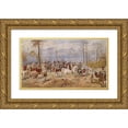 thumbnail image 1 of Julius von Blaas 18x12 Gold Ornate Wood Frame and Double Matted Museum Art Print Titled - Parforcejagd, 1 of 4
