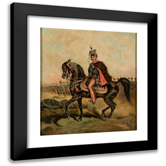 Juliusz Kossak 12x13 Black Modern Framed Museum Art Print Titled - Prince Jozef Poniatowski on the "Szuma" Mare from Sanguszka Stud Farm