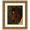 thumbnail image 1 of Juliusz Kossak 15x18 Gold Ornate Wood Frame and Double Matted Museum Art Print Titled - Horse's Head (1855), 1 of 4