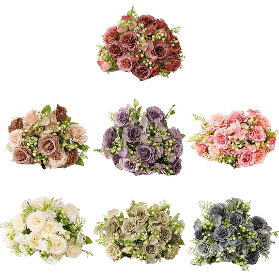 Juliy 1 Bunch Artificial Imitation Classical DIY Lafite Peony Rose Hydrangea Bouquet, used for Wedding, Table, Party and Home Decoration