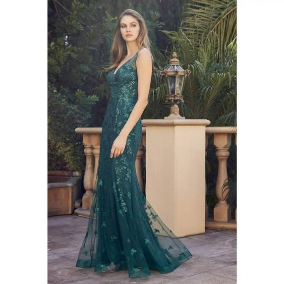 Julliet 294 Butterfly Appliques With Low V-neck Prom Dress - Rosa Appa