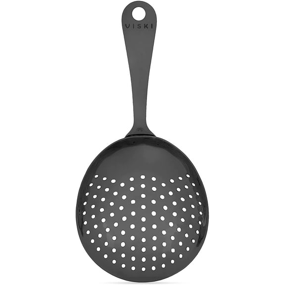 Julp Stainlss Stl Cocktail Strainr, Bar Tools, Drinks Spoon for Bartndrs and Mixologists, Hom or Commrcial Us, Profssional Mtal Barwar, Black, 6.75"