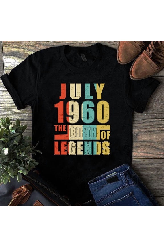 July 1960 Birth of Legends Retro Classic Birthday Year Pride Unisex T-Shirt, up to size 5XL