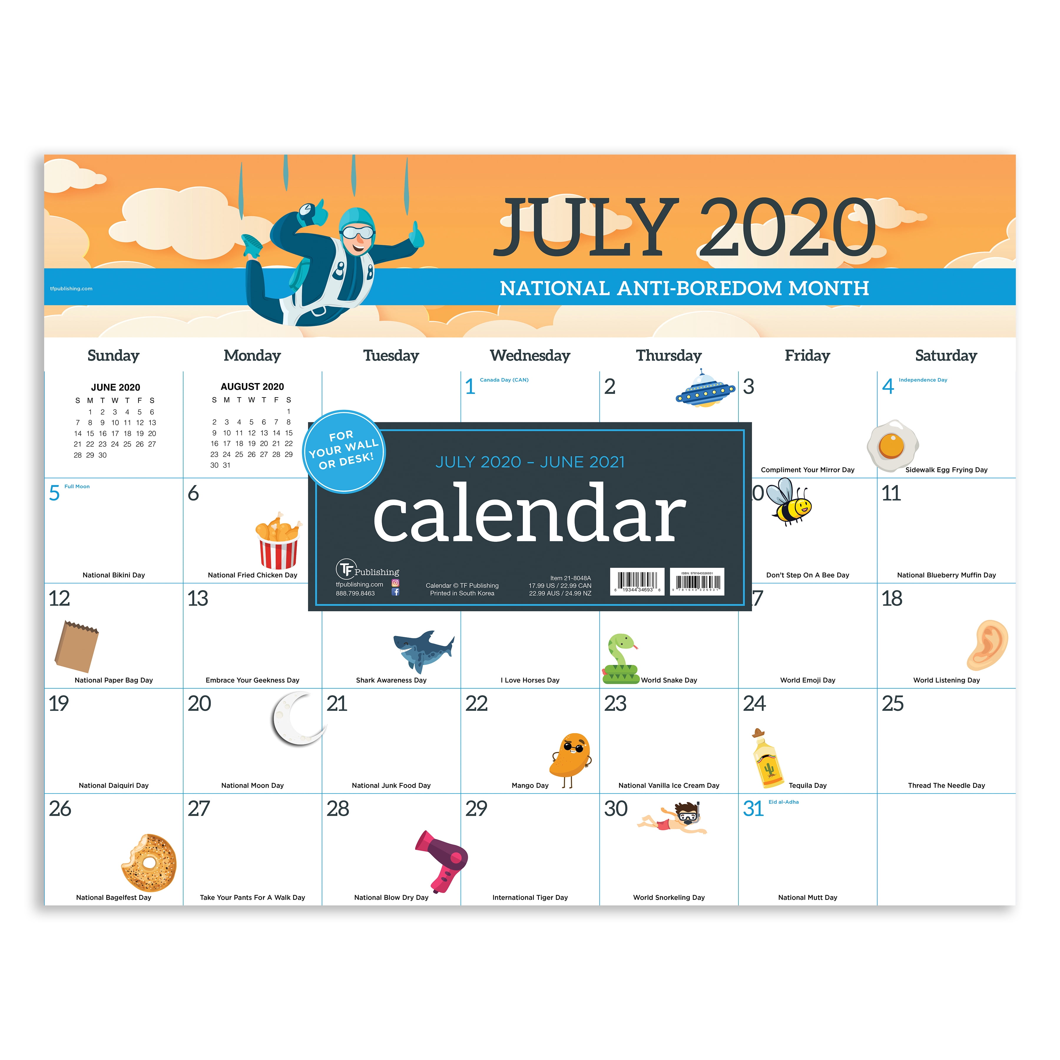 July 2020 - June 2021 Every Day's A Holiday Large 17"x22" Desk Pad Monthly  Calendar -Blotter for Home Office, Mom, Family, Plans - Walmart.com