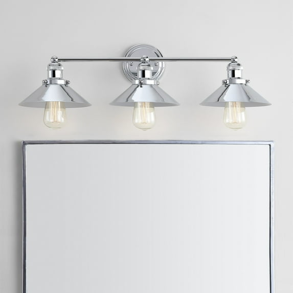 JONATHAN Y July 26.5" 3-light Industrial Farmhouse Metal Vanity Light, Chrome
