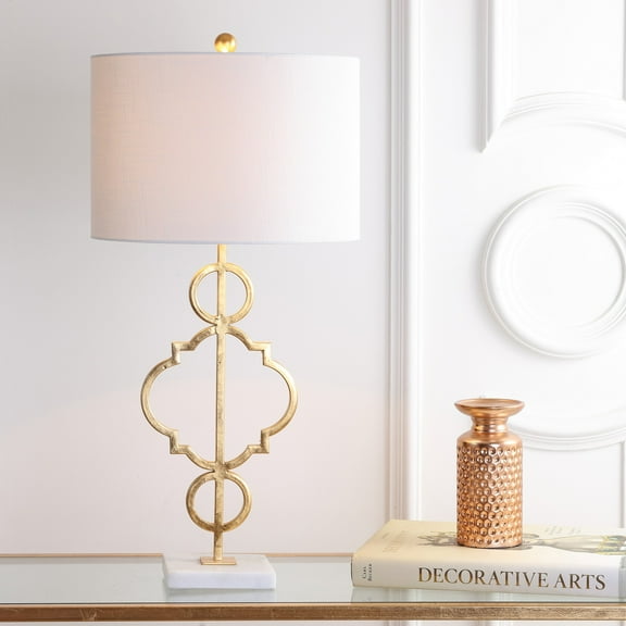 JONATHAN Y July 31" Modern Contemporary Metal LED Table Lamp, Gold Painting, JYL3026A