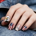 thumbnail image 1 of July 4 Independence Day Medium Square Patriotic Acrylic Press On Nails, US Flag Bald Eagle Fake Nails, 24 Pcs Reusable False Nails Set for Memorial Day Holiday Manicure with Jelly Glue Nail File, 1 of 9