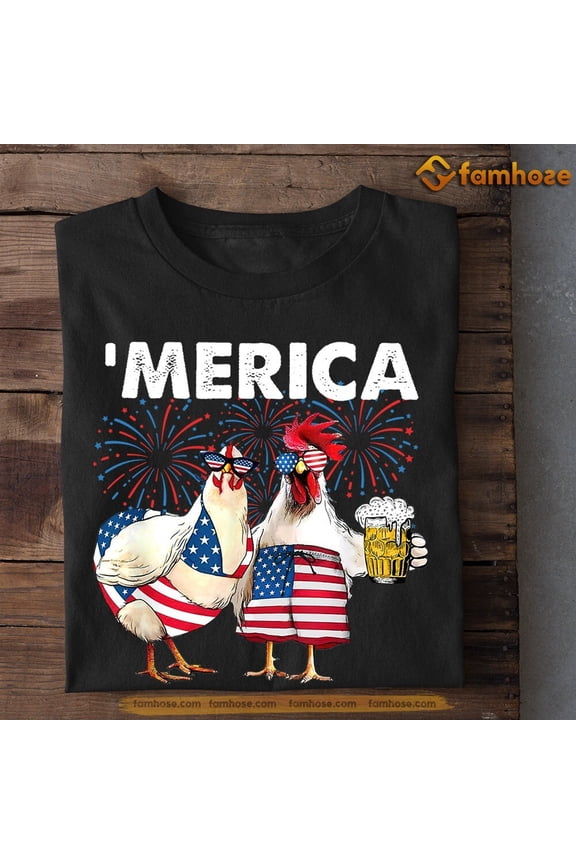 July 4Th Chicken T-Shirt Merica Cheer Up With Me Independence Day