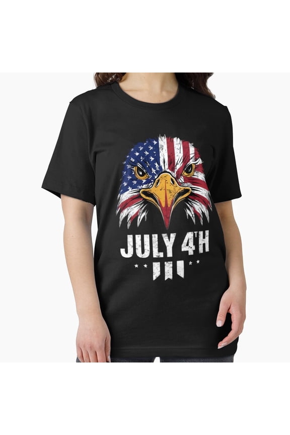 July 4Th, Eagle Face, Usa Flag T-Shirt, Gift For Patriotic, Independence Day Shirt, Red White Blue Shirt, S-5XL Birthday Gifts; For Men & Women
