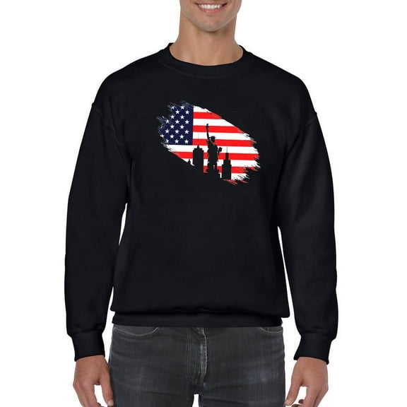 July 4Th Independence Statue Sweatshirt Men -Image by Shutterstock, Male 3X-Large