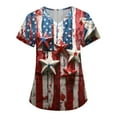 thumbnail image 1 of July 4Th Shirts For Women, Of Scrub Tops Women Plus Size V Neck Short Sleeve Workwear With Pockets Red White And Royal Blue American Flag Top Bouffant Caps Pants Outfits (XXL, Wine) ZMTing, 1 of 3