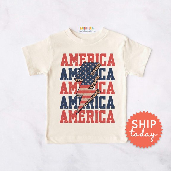 July 4Th Toddler Shirt, Patriotic Lightning Bolt Graphic Tee, Independence Day Toddler Shirt, Usa American Flag Kids Shirt(Bc-Jul15), New Born, Baby Shower Gift, New Parents Gift