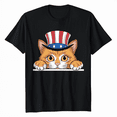 thumbnail image 1 of July 4th American Cat Graphic Tee Patriotic Stars and Stripes Shirt, 1 of 5