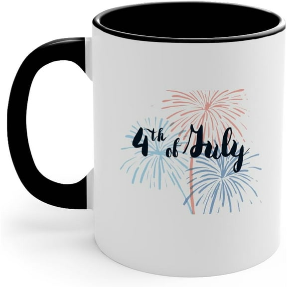 July 4th American Flag Fireworks Coffee Mug,Patriotic Independence Day Cup, Red White Blue USA Celebration Gift, Gift For Men, Women (Coffee Mug 09)