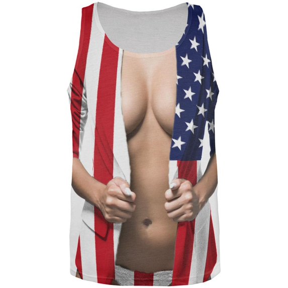 July 4th American Girl Tease All Over Adult Tank Top - Large