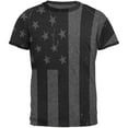 thumbnail image 1 of July 4th Black And White American Flag Mens Ringer T Shirt Dark Heather-Black MD, 1 of 1