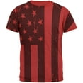 thumbnail image 1 of July 4th Black And White American Flag Mens Ringer T Shirt Heather Red-Red X-LG, 1 of 1