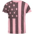 thumbnail image 1 of July 4th Black And White American Flag Mens T Shirt Pink SM, 1 of 1