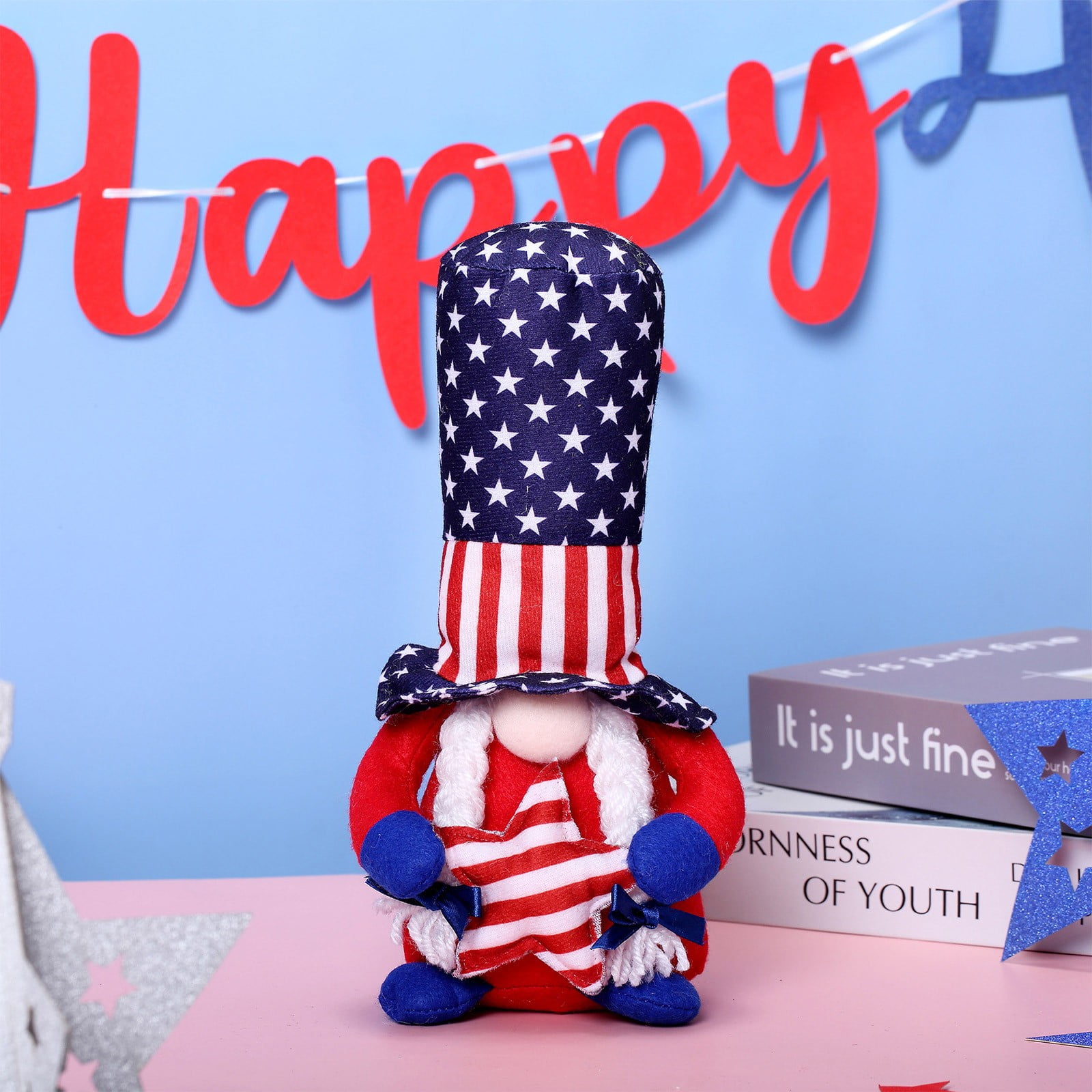 July 4th Decor American Independence Day Hat Faceless Forest Old Man