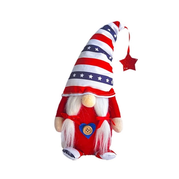 July 4th Decor, Swedish Tomte Gnome Plush Doll, Summer Holiday Gathering, Lucky Faceless Elf Figurine, Patriotic Red Theme, Brings Good Luck and Joy