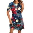 thumbnail image 1 of July 4th Dresses for Women Summer Fade Color Casual Short Sleeve Maxi Dress with Pockets, 1 of 4
