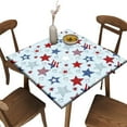 thumbnail image 1 of July 4th Fitted Table Cover Square 36x36 in, Red and Blue Stars Elastic Edge Tablecloth for Party Dining Home Picnic, 1 of 5