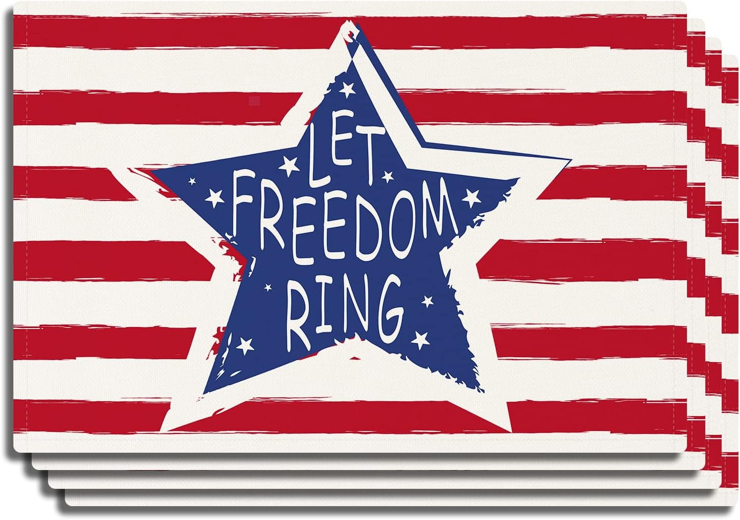July 4th Freedom Placemats for Dining Table 12x18 Inch Patriotic Stars