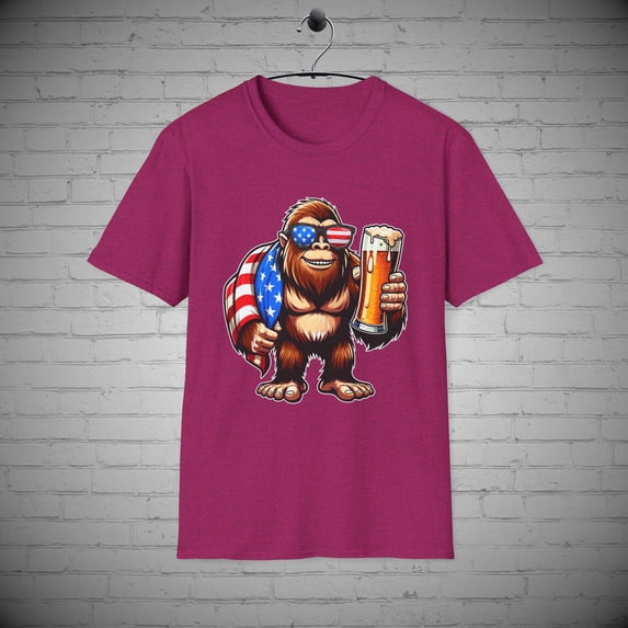 July 4th Gorilla T-Shirt, Monkey with Beer 4th July tee, Independence Day