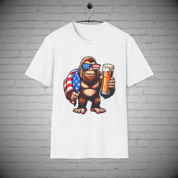 July 4th Gorilla T-Shirt, Monkey with Beer 4th July tee, Independence Day