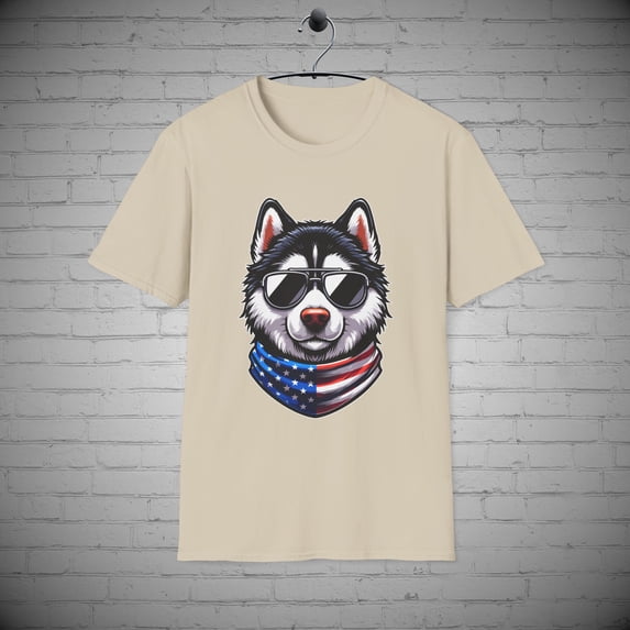 July 4th Husky T-Shirt, Dog tee, Puppy Independence Day Tee