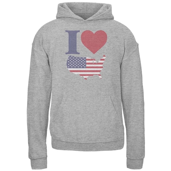 July 4th I Heart Love America Halftone Youth Hoodie