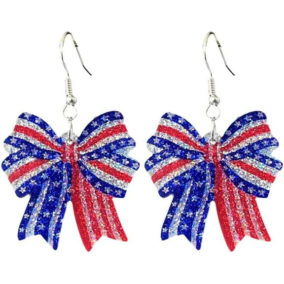July 4th Independence Day Earrings Sparkly Acrylic Stars Red White Blue Drops Stars Falling Earrings Holiday Party Patriotic Women's Jewelry