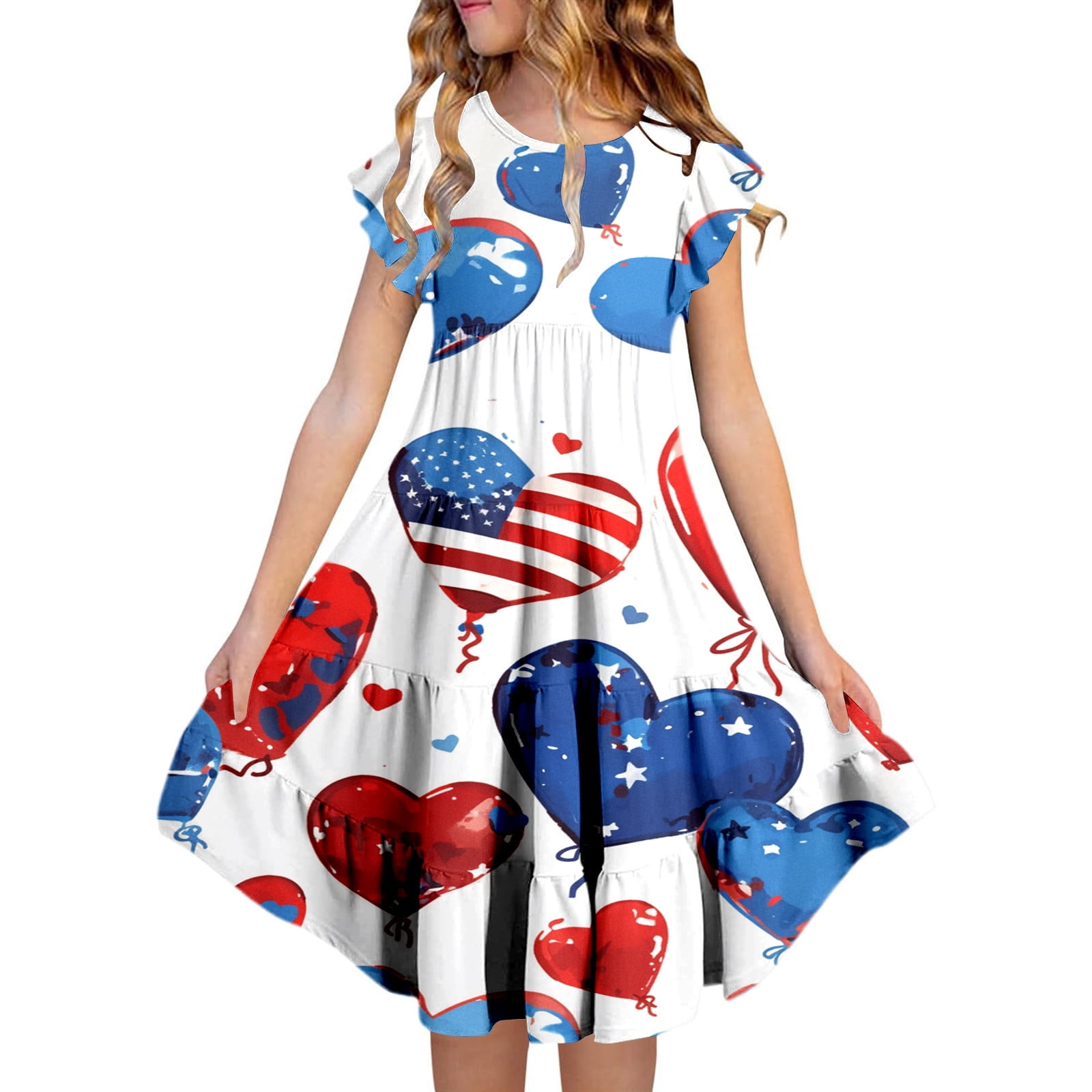 Petitebella USA Heart Shirt & Skirt Outfit For Babies & Kids – Patriotic Set