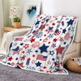 thumbnail image 1 of July 4th Party Throw Blanket Blue Blanket Flannel Bed Blanket American USA Flag Day Theme Blue Red Stars Lightweight Throw Blanket for Couch Sofa-Independence Day Collection, 1 of 6
