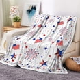 thumbnail image 1 of July 4th Party Throw Blanket Blue Blanket Flannel Bed Blanket American USA Flag Day Theme Blue Red Stars Lightweight Throw Blanket for Couch Sofa-Independence Day Collection, 1 of 3