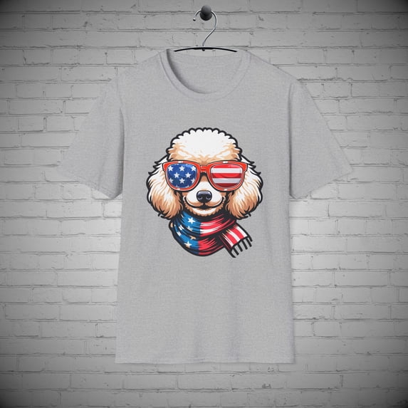 July 4th Poodle T-Shirt, Dog Puppy tee, Independence Day Tee