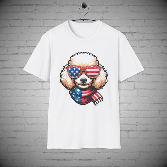 July 4th Poodle T-Shirt, Dog Puppy tee, Independence Day Tee