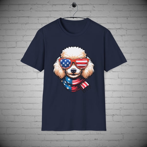 July 4th Poodle T-Shirt, Dog Puppy tee, Independence Day Tee