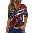 thumbnail image 1 of July 4th Shirts USA Flag Printed V-neck T-Shirts for Women Independence Day Short Sleeve Graphic Tees (L, Black), 1 of 5