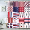 thumbnail image 1 of July 4th Shower Curtain, Blue and Red Stars Stripe American Flag Bathroom Decor Bath Curtain, President's Day Independence Day Polyester Fabric Shower Curtain Set with Hooks, 1 of 3