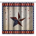 thumbnail image 1 of July 4th Shower Curtain Independence Day Red Blue Shower Curtain for Bathroom Rustic Star American Flag Waterproof Machine Washable Polyester Fabric Bath Curtain with 12 Hooks 72"x72", 1 of 6