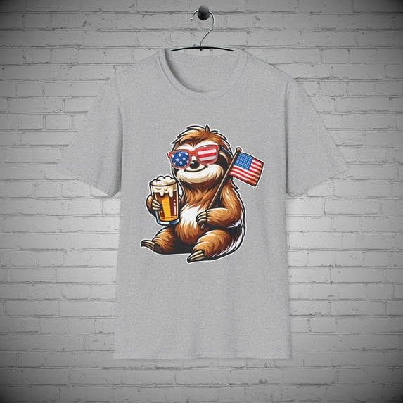 July 4th Sloth T-Shirt, Sloth tee, Cute Independence Day Tee